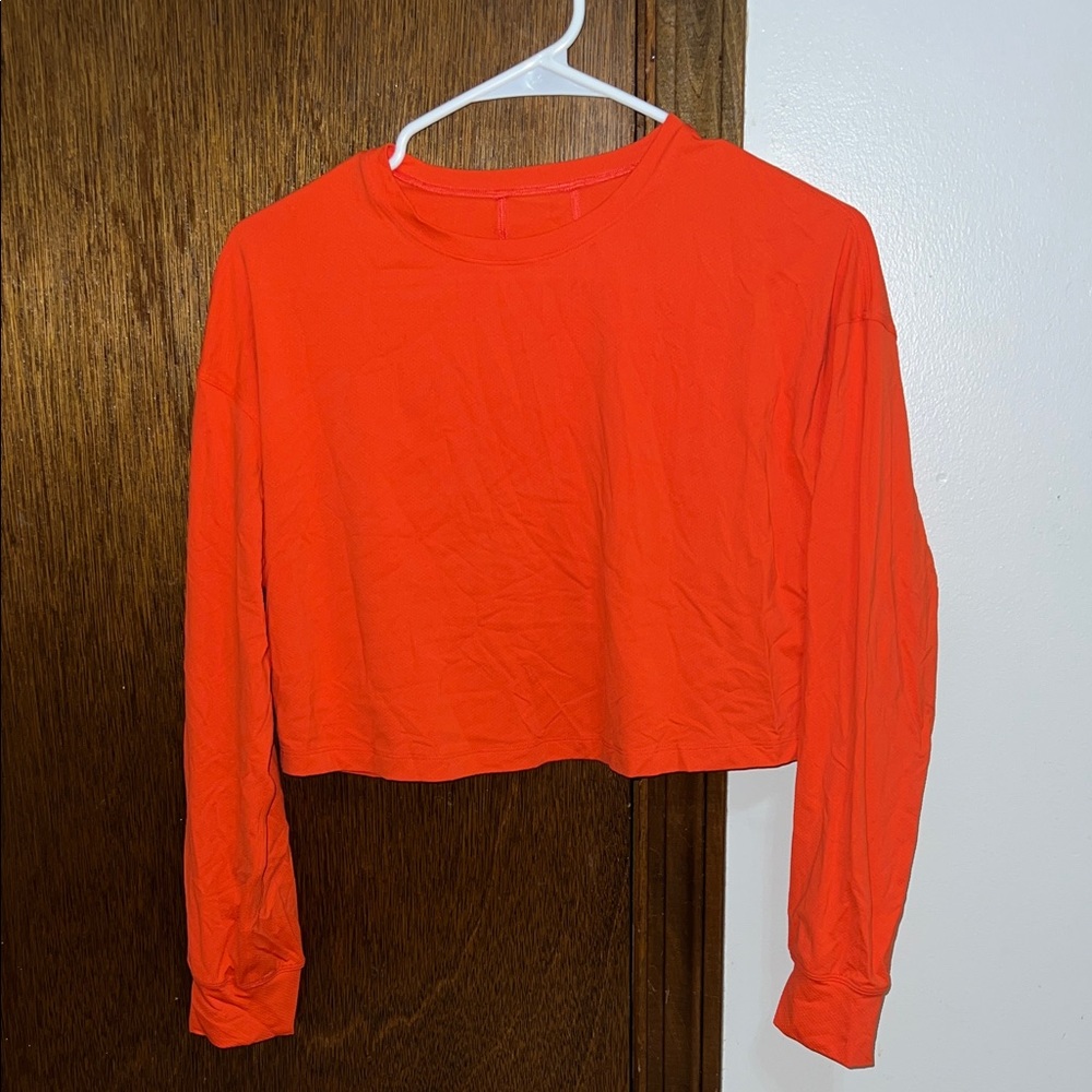 Lululemon Vibrant Orange Long Sleeve Crop Top